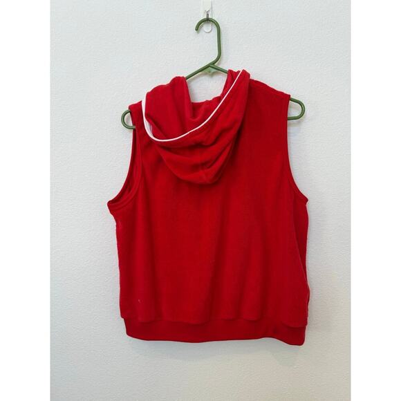 Vintage Red Catalina Hooded Terry Cloth Vest Zip Up Large - Picture 2 of 5